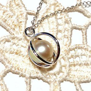 South Sea Pearl in Sterling Cage Necklace